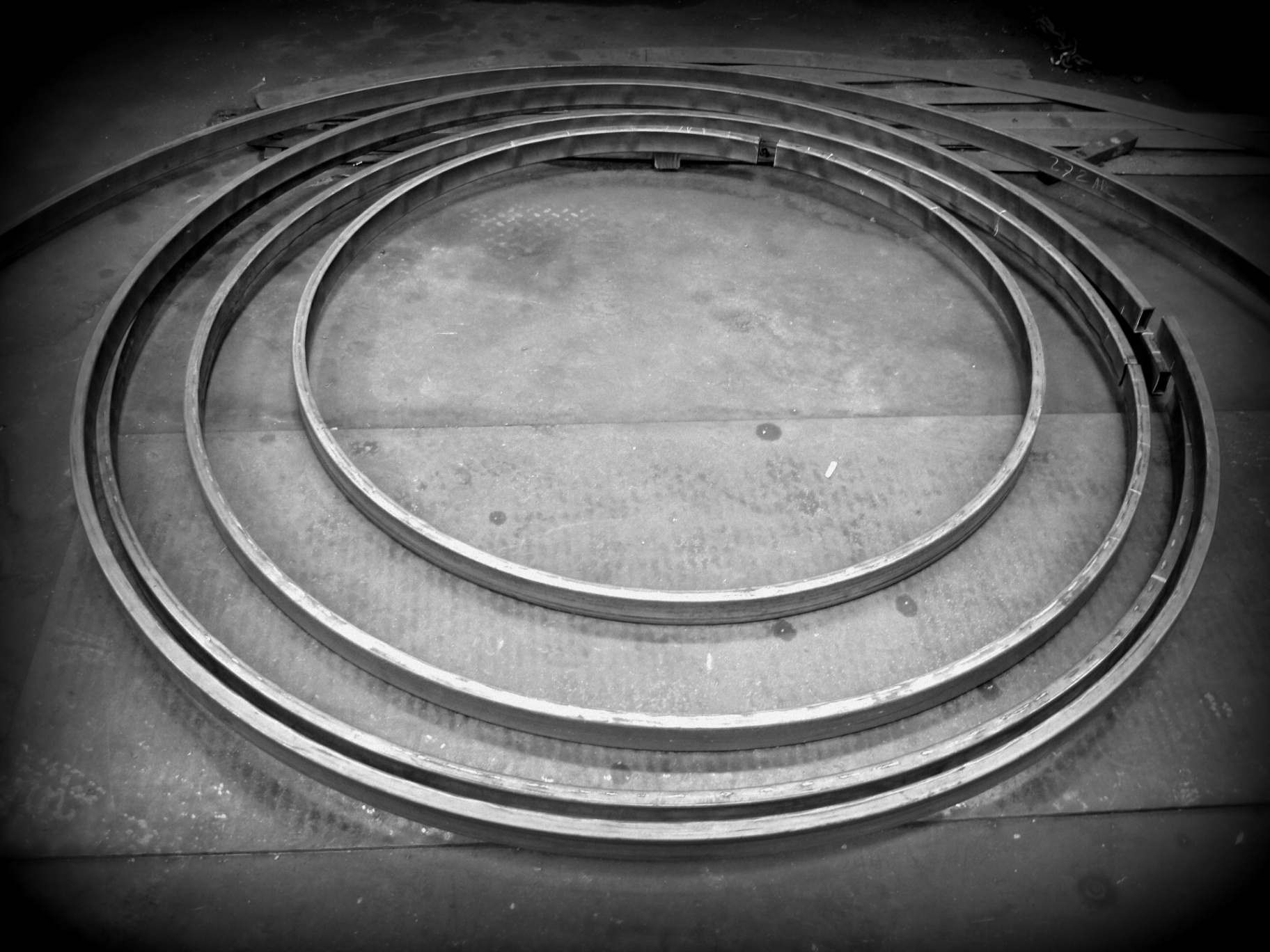 Three Large Circular Steel Rings