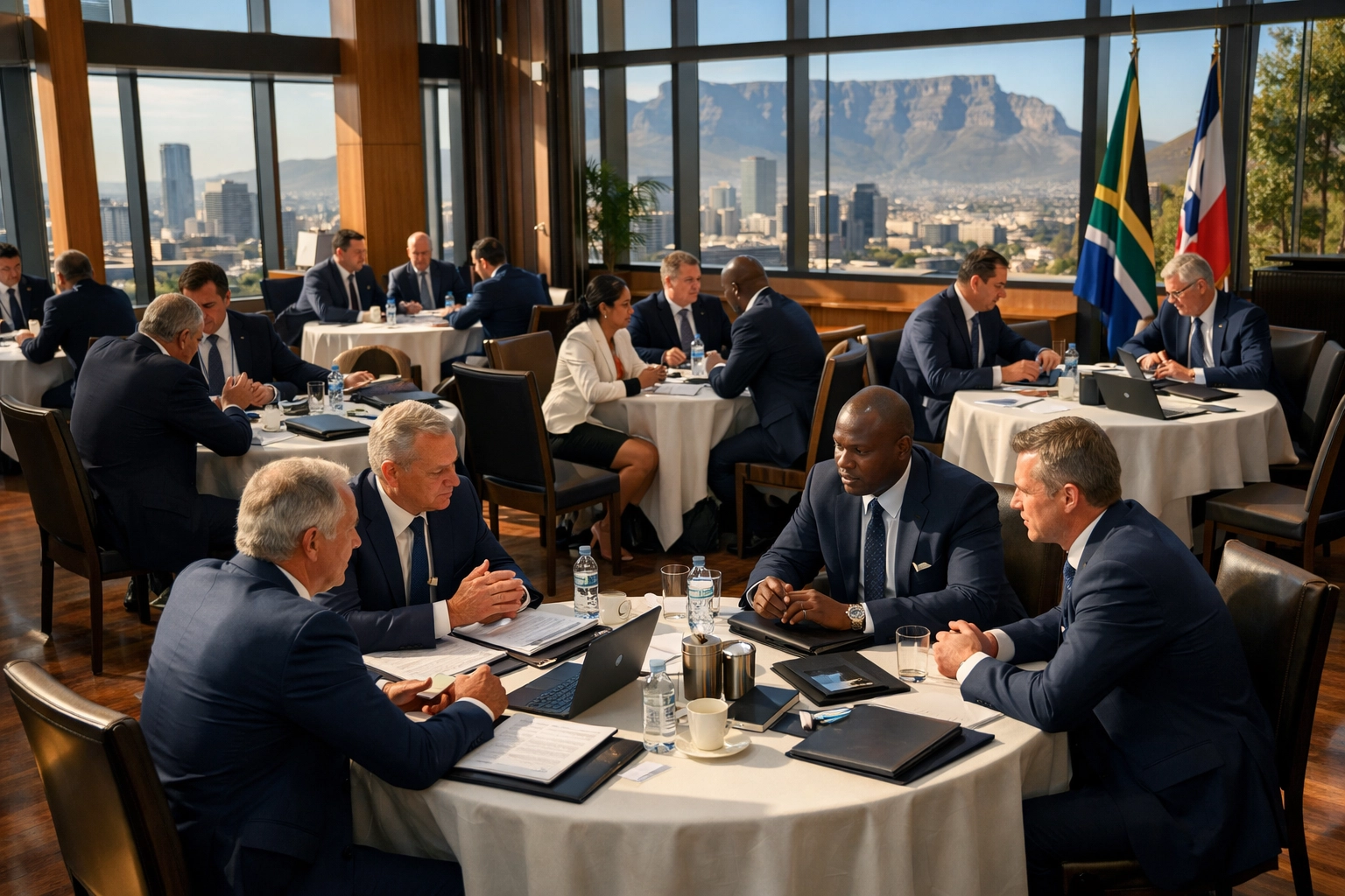Executives networking at finance conference South Africa 2026 discussing capital markets