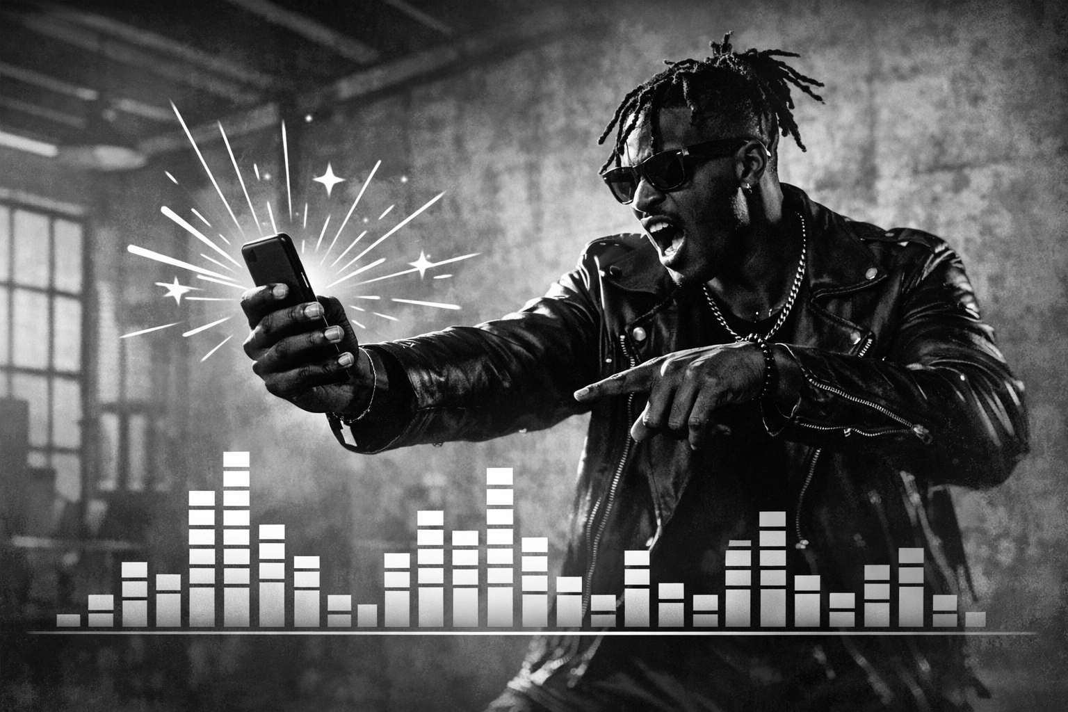 Independent artist performing via smartphone, highlighting Apple Music Sing and interactive social engagement.