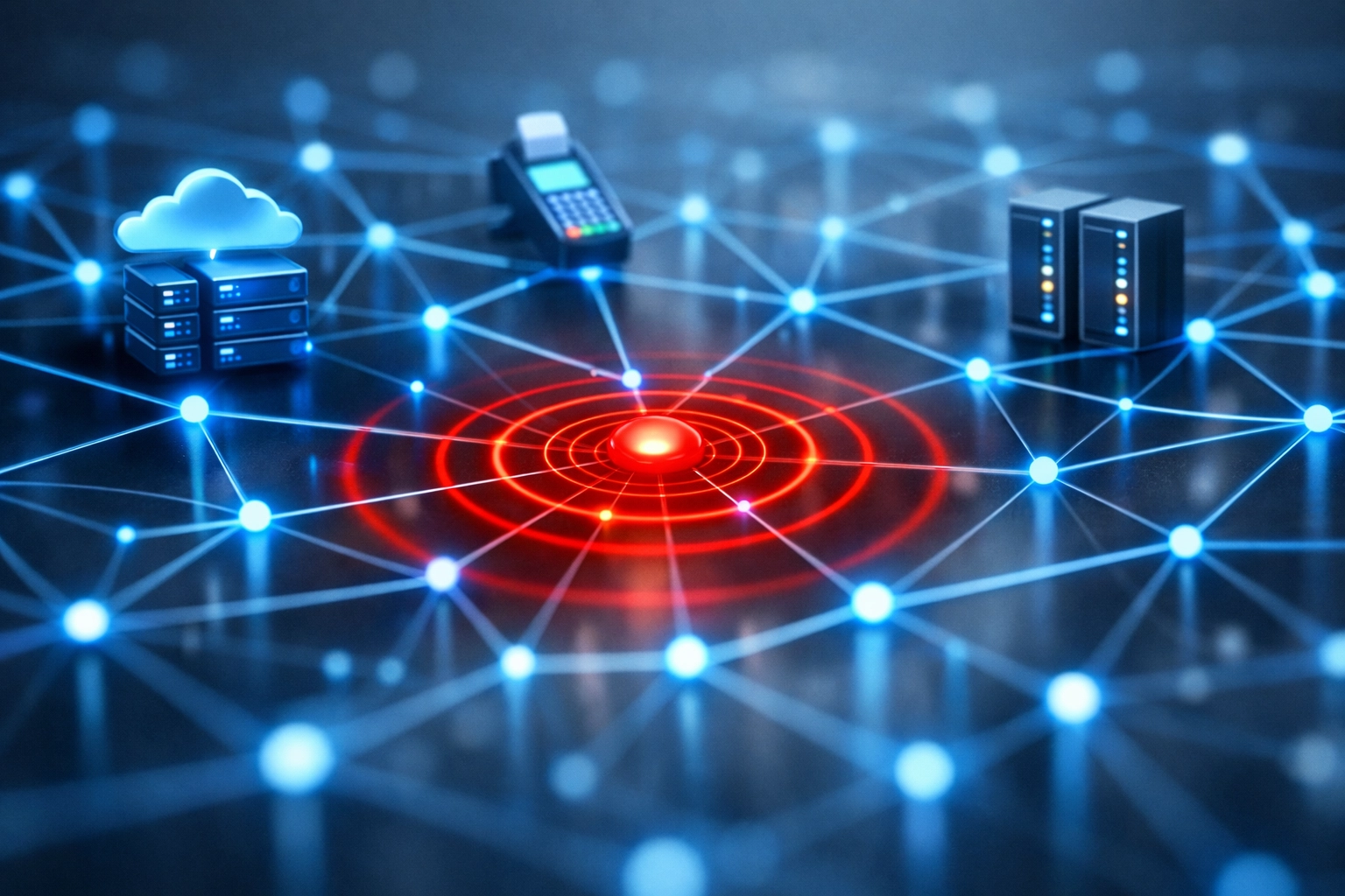 Supply chain security network showing quantum vulnerability risk to vendors