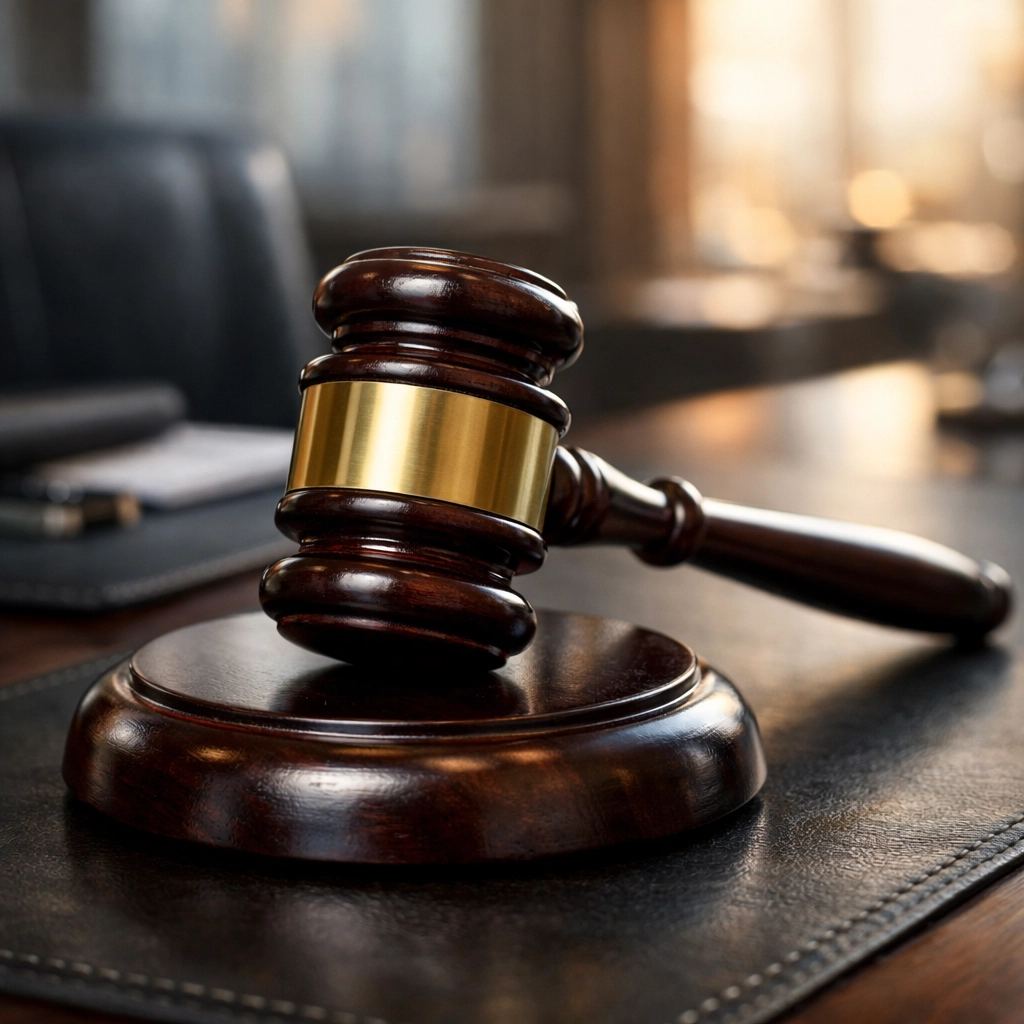 A wooden gavel on a desk signifying a successful and legally binding quick property sale at auction.