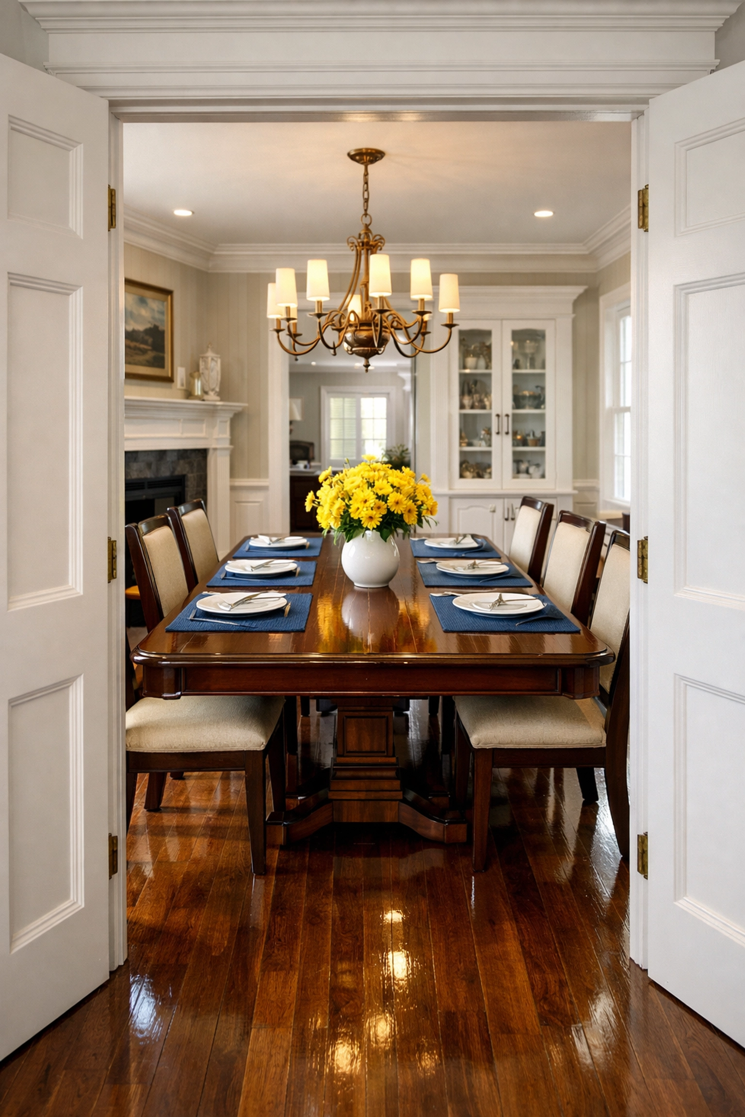 A spotless dining room in a Worcester home after a visit from a professional maid service Worcester.
