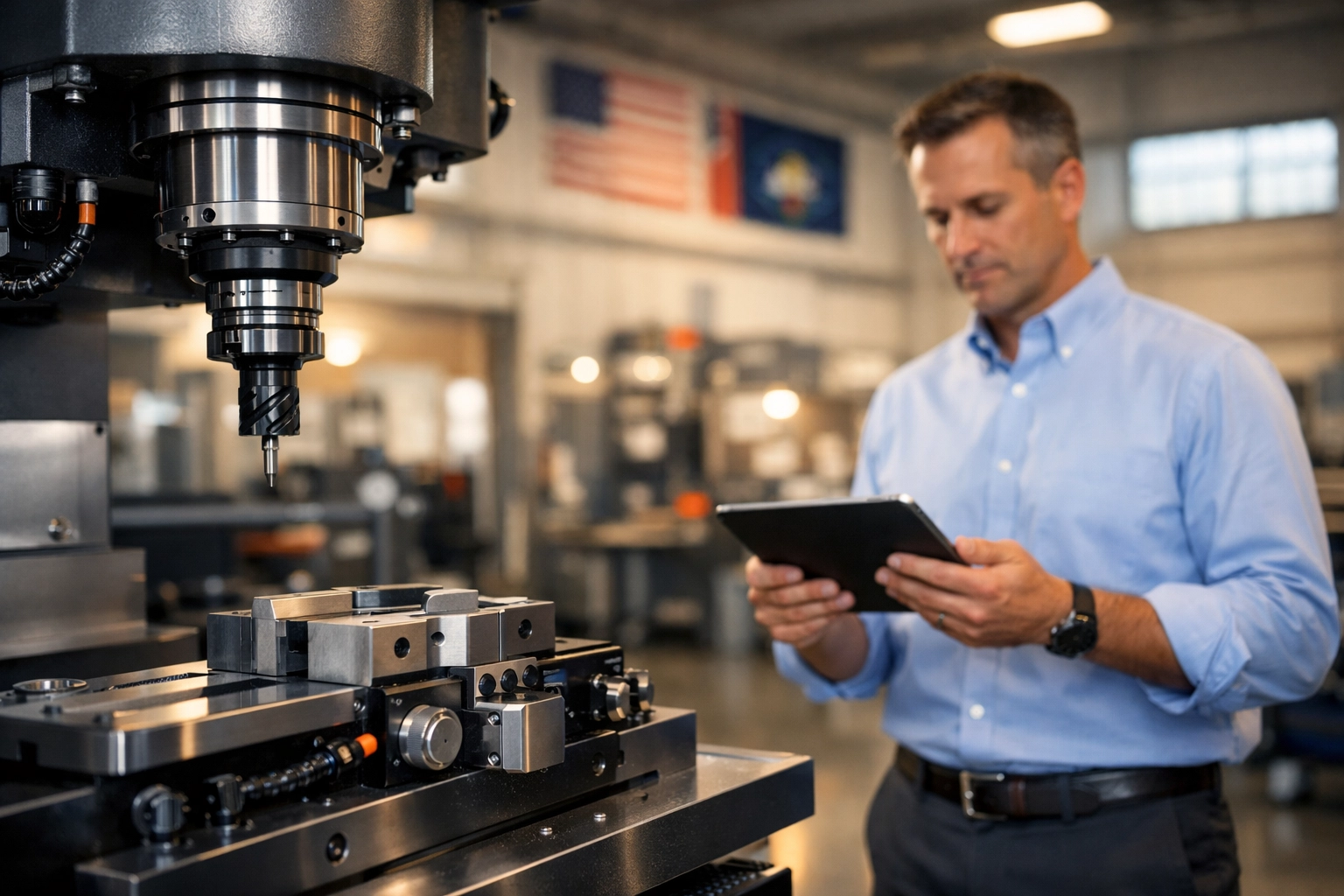 Modern CNC machinery in a clean Mississippi manufacturing facility being assessed for business valuation.