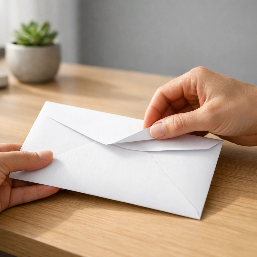 Professional sealing a tax document envelope for secure IRS certified mail delivery.