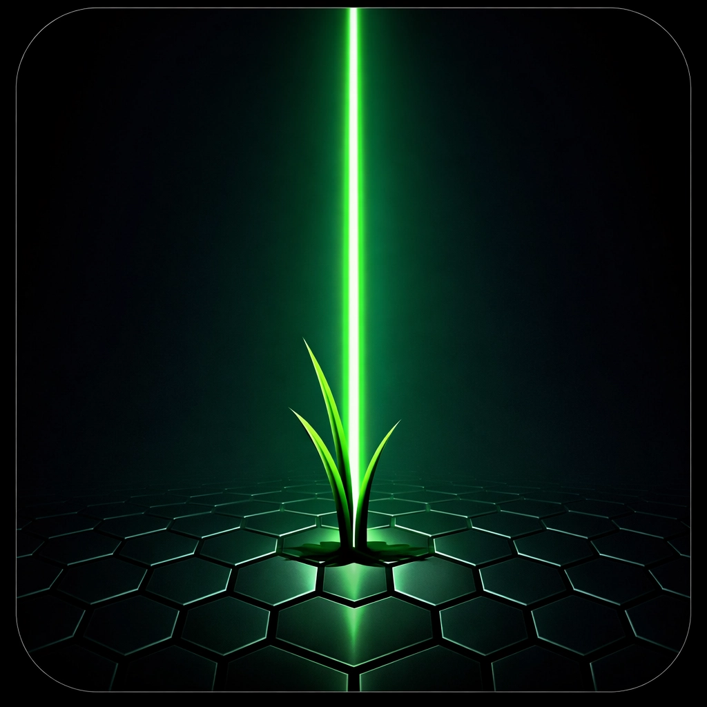 Stylized neon green blade of grass representing business growth and SEO directory elevation.