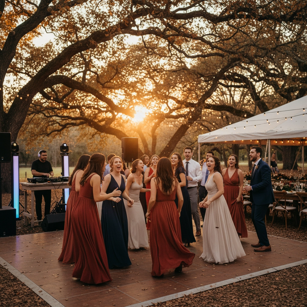 DJ rocking the wedding outdoors with your wedding DJ in houston, Texas