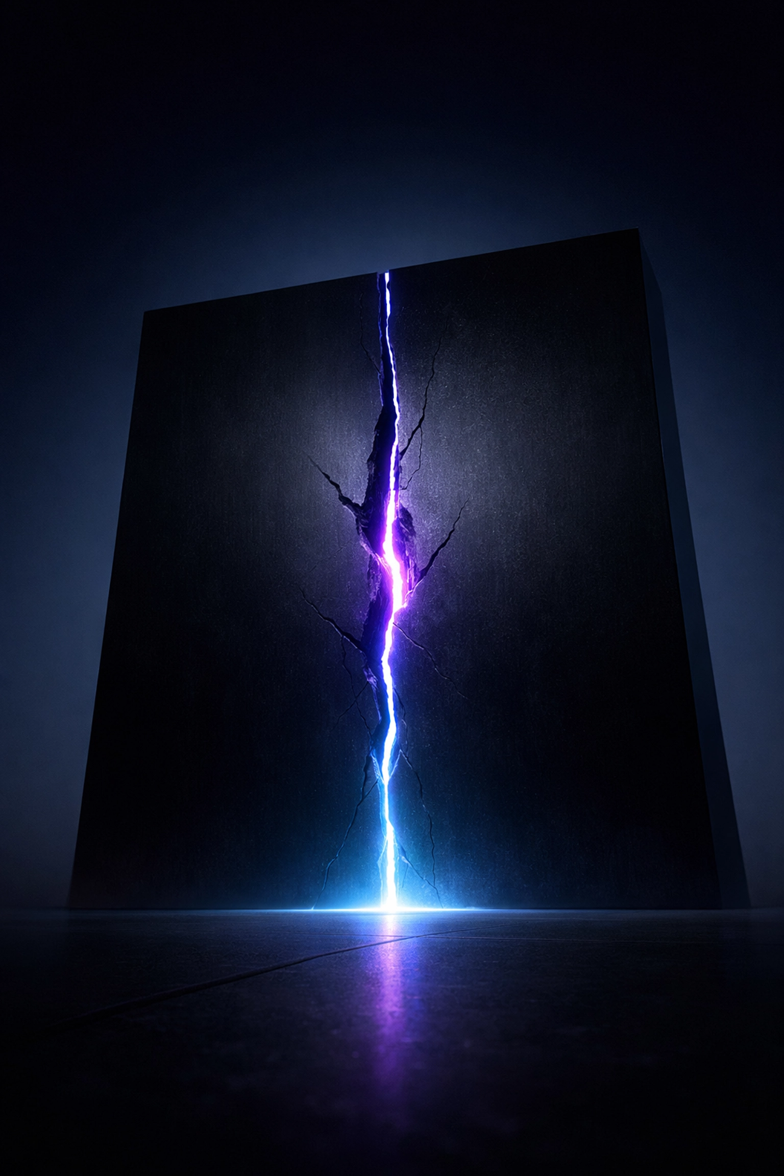 Glowing fracture in a dark wall representing a content gap analysis to outrank big competitors.