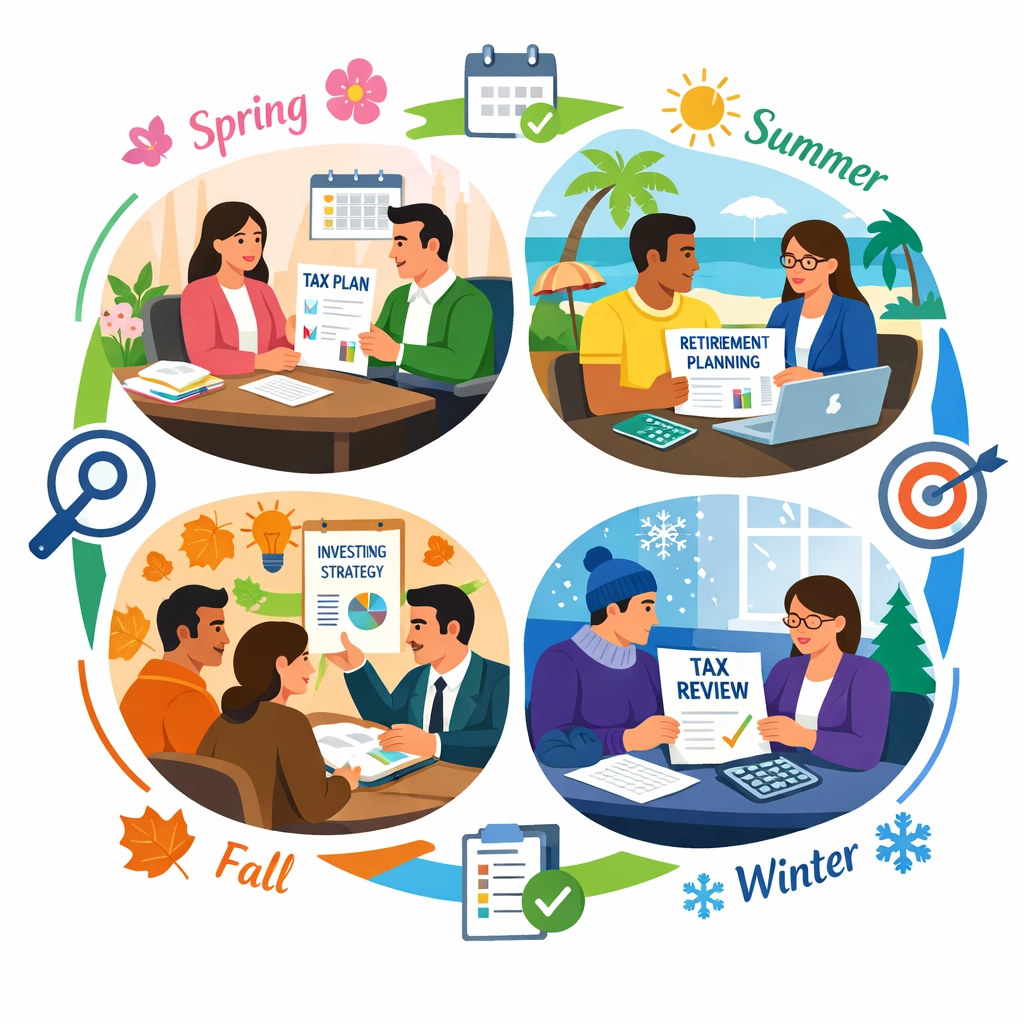 Year-round tax planning calendar with seasonal consultation services