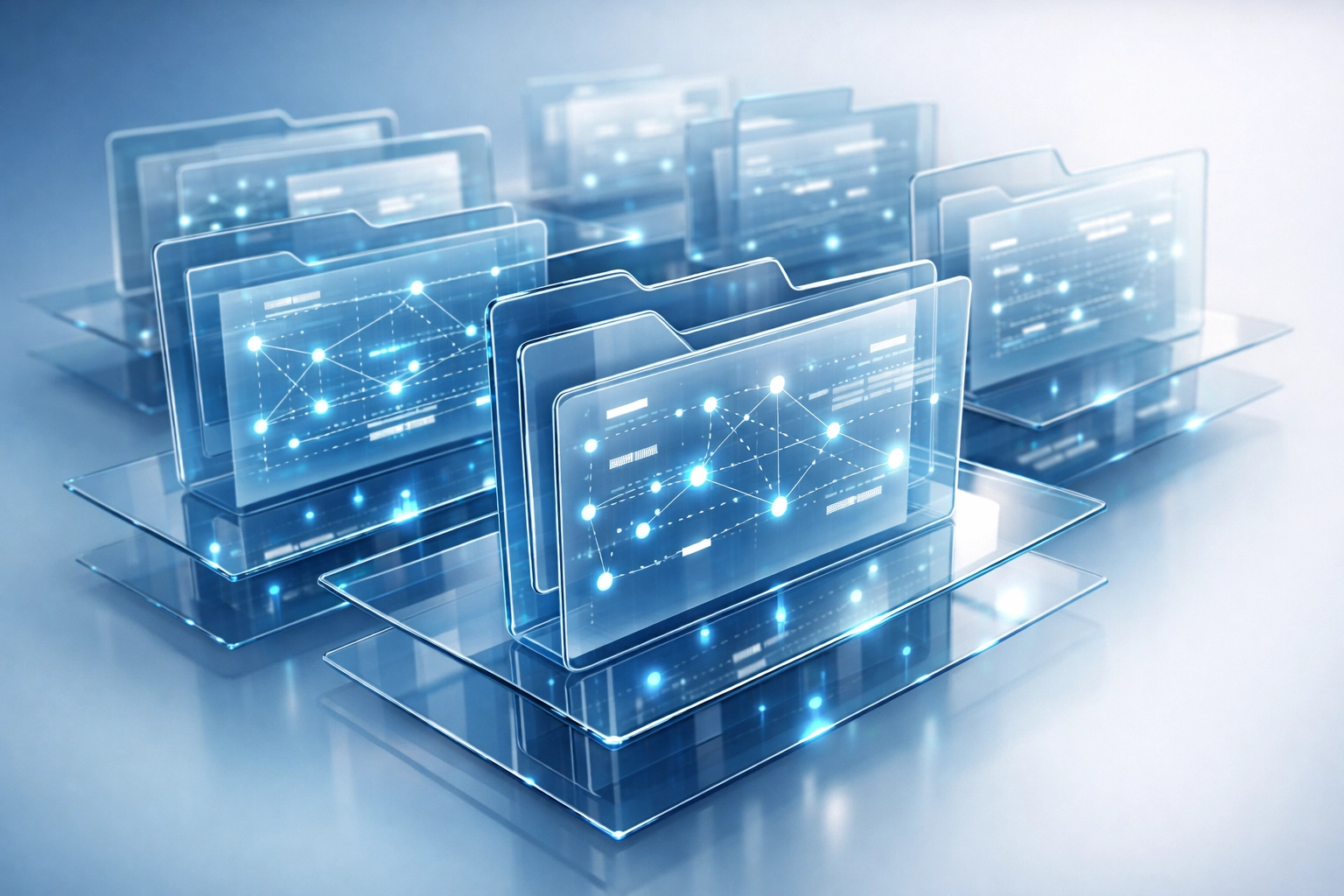 Organized data governance framework with structured folders and metadata connections