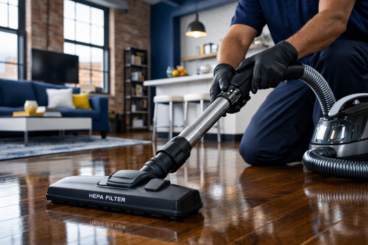 Professional vacuuming in a Worcester loft representing efficient maid services Worcester.