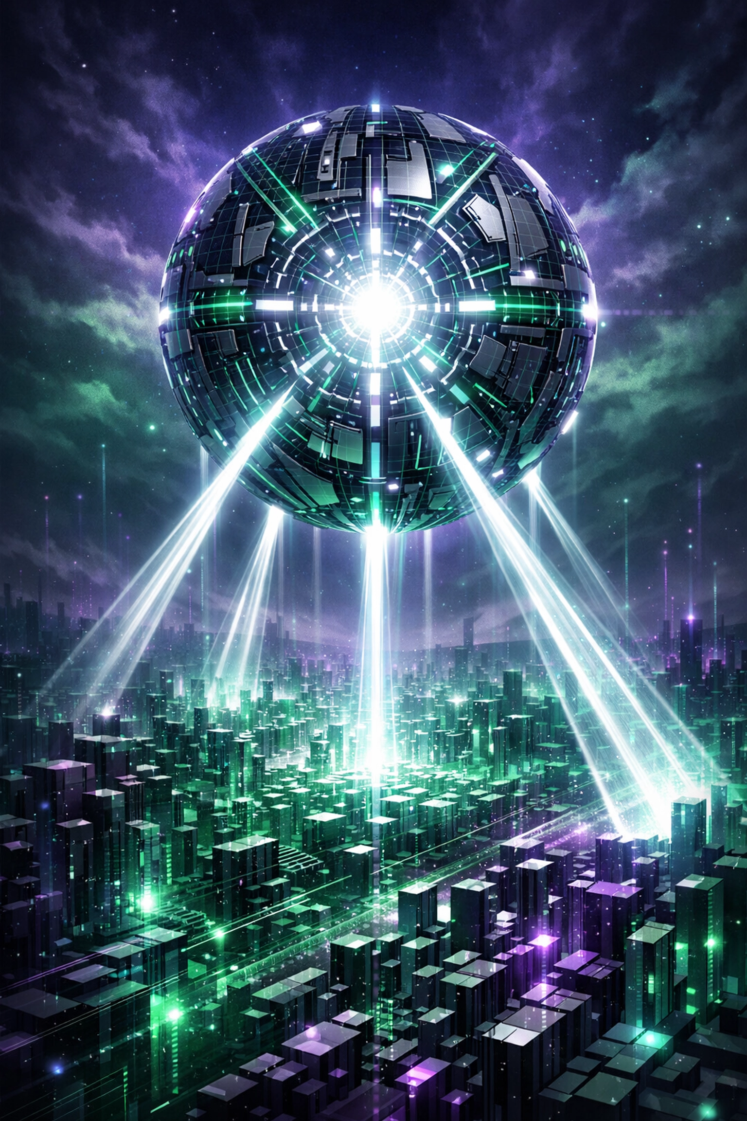 AI neural network scanning a digital landscape representing Answer Engine Optimization and data indexing.