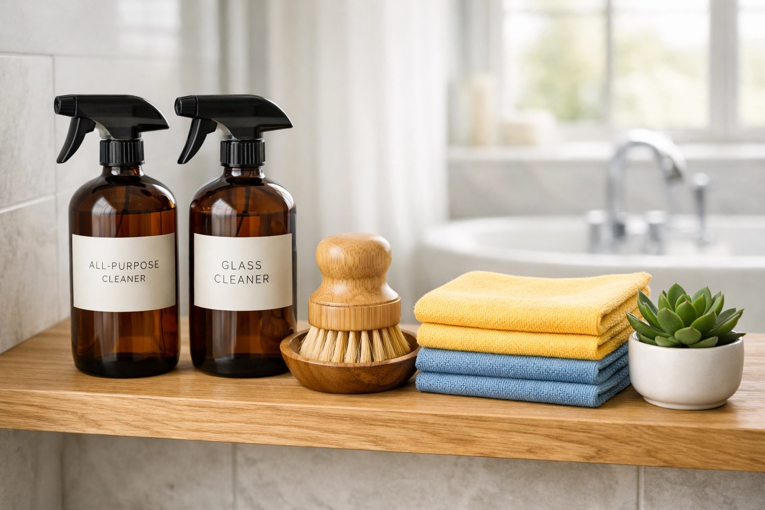 Eco-friendly house cleaning supplies and microfiber cloths for a green and healthy home in Ashland.