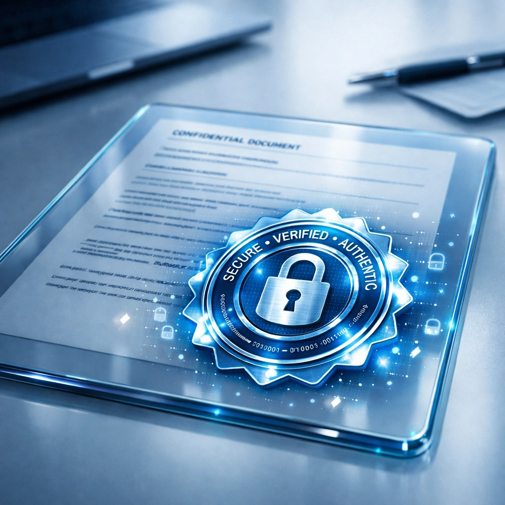 Tamper-evident digital notary seal on electronic closing document with security encryption