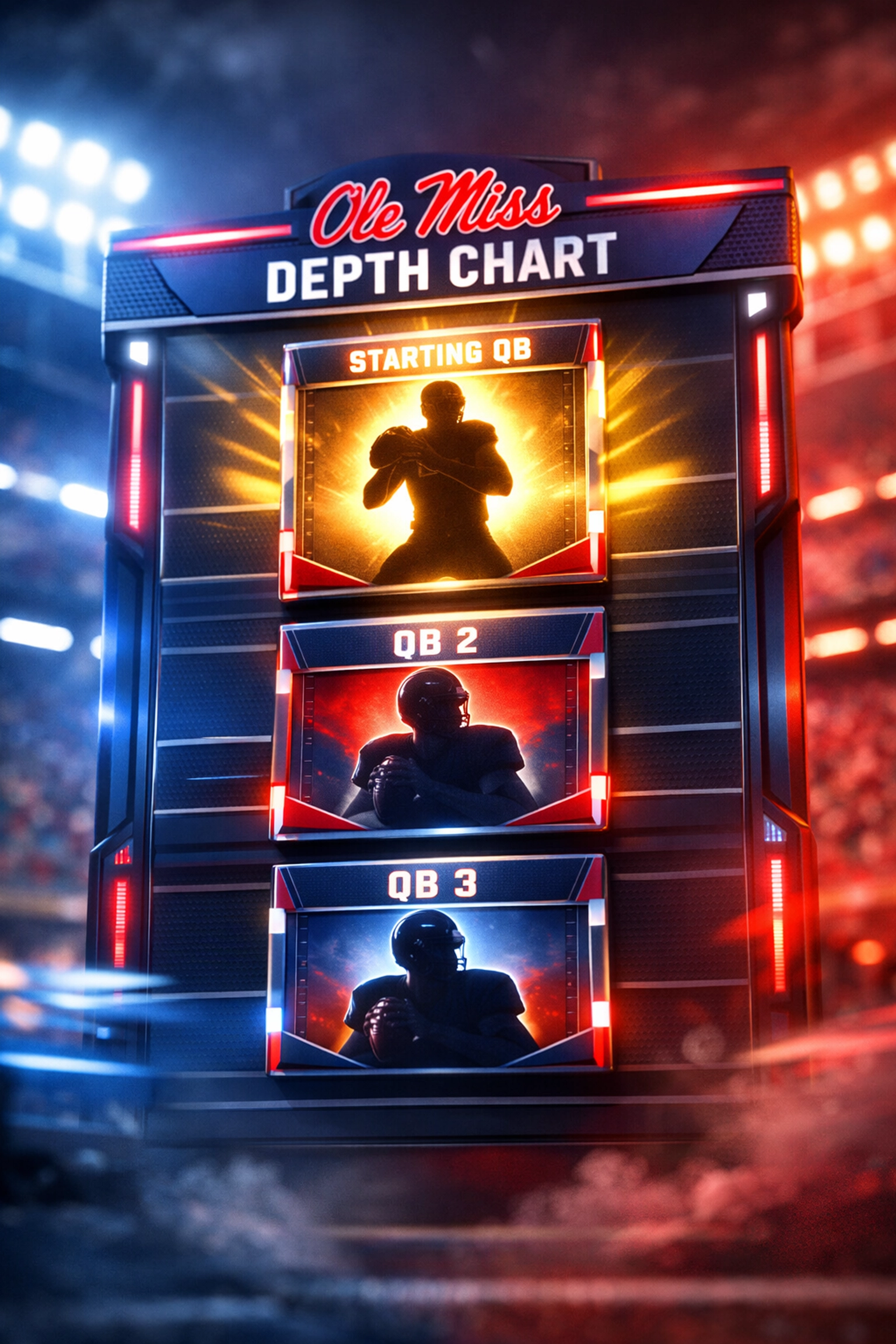 Ole Miss quarterback depth chart showing Chambliss at top with backup positions