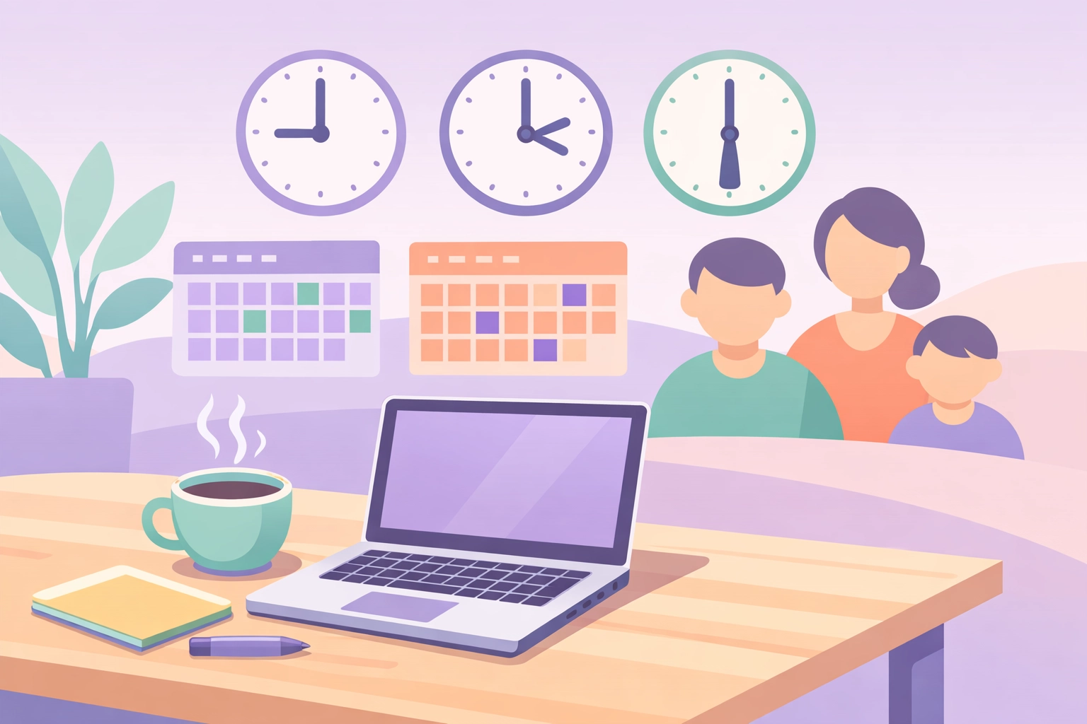 Flexible home office workspace showing remote work arrangement options for caregivers