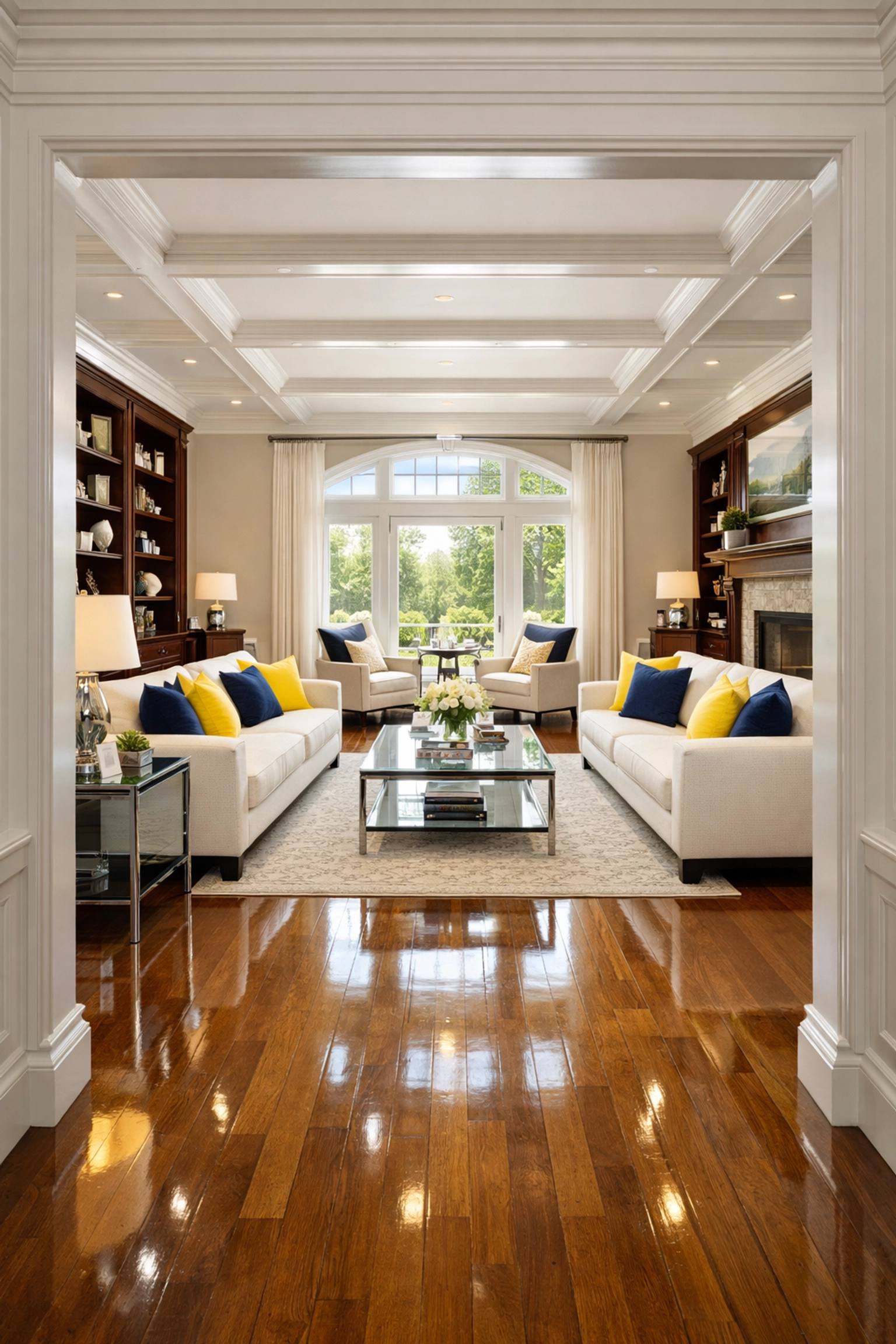 Spotless living room in a Massachusetts home after a professional deep cleaning Worcester service.