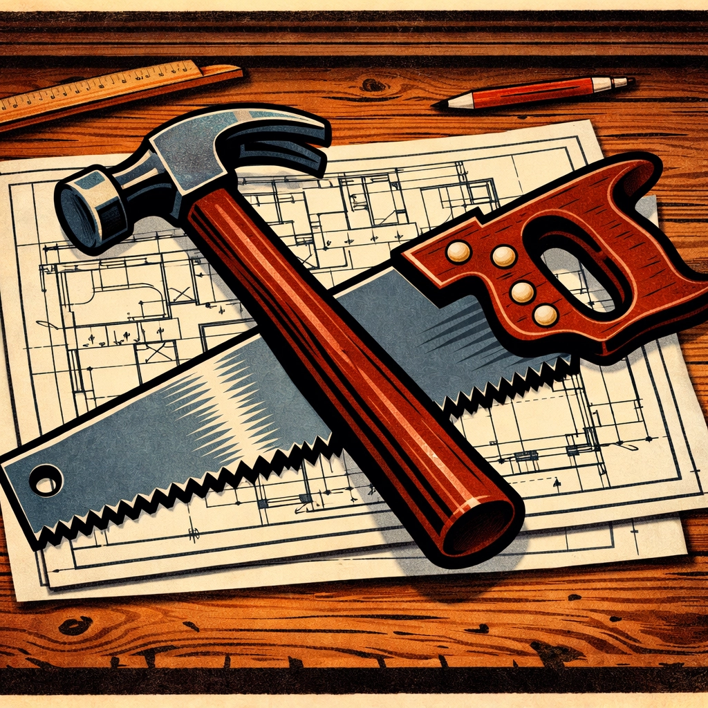 Professional carpentry tools and blueprints for lasting home repairs in Epsom NH.