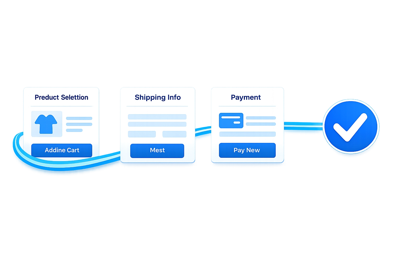 Illustration of a simplified user journey and frictionless checkout process designed to increase website conversions.