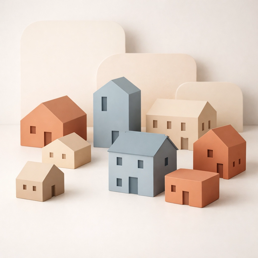 Minimalist house models representing the growing inventory of Spokane homes for sale this spring.