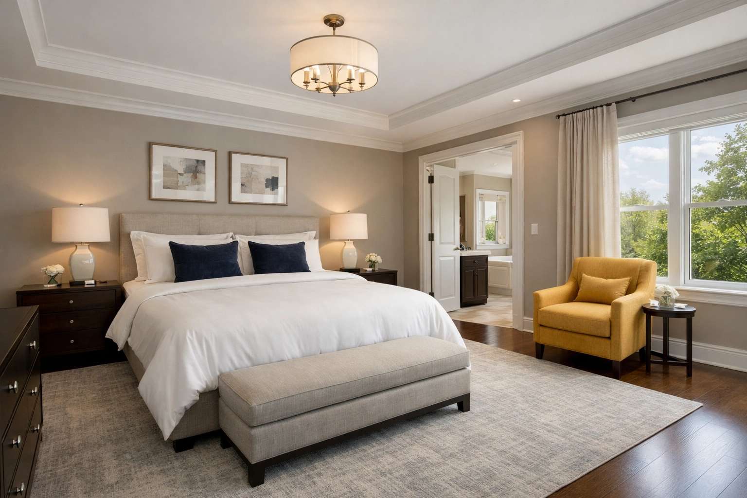 Clean master bedroom sanctuary following a recurring house cleaning in Ashburnham MA.