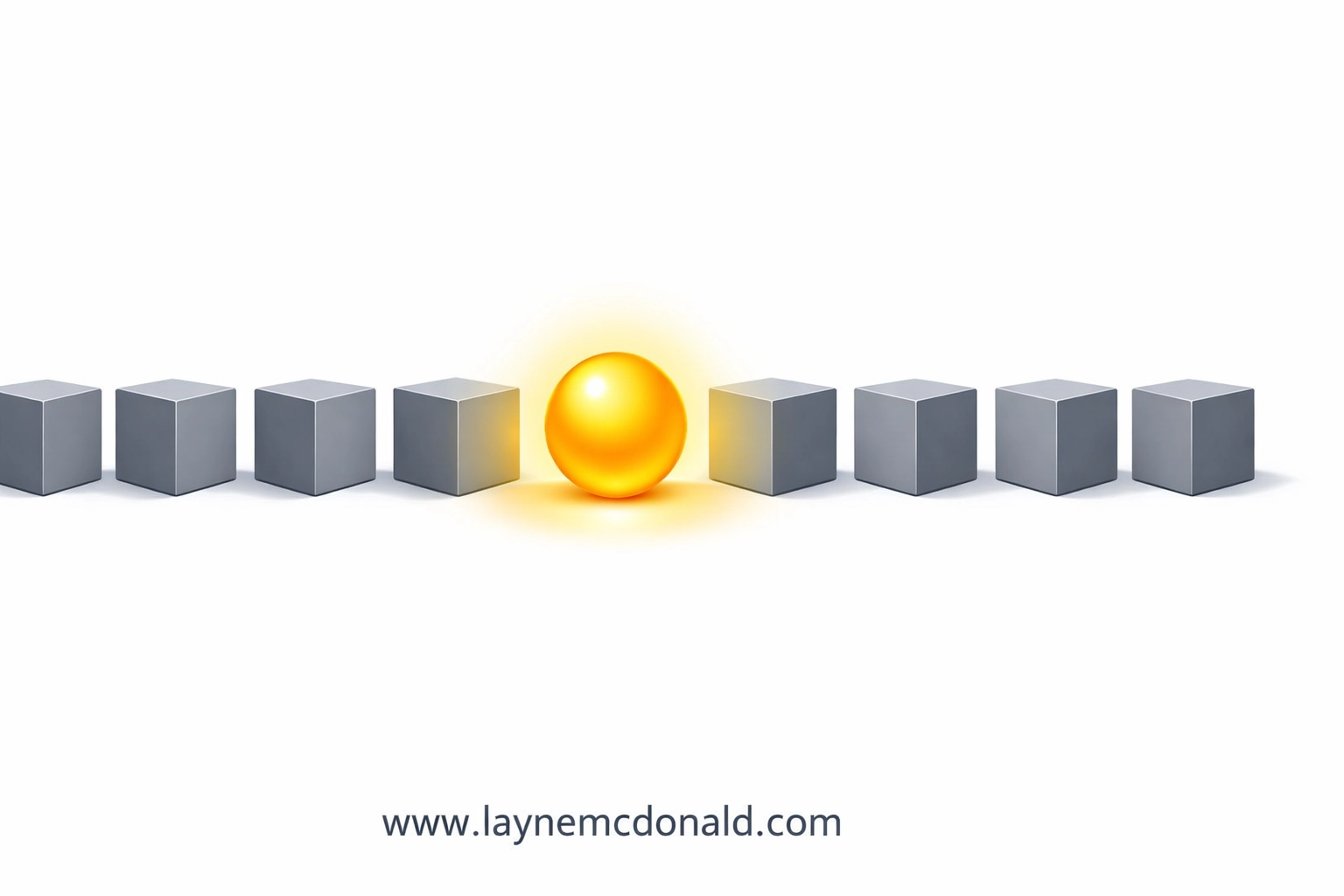 A glowing golden sphere standing out among grey cubes, representing original creativity in Christian media.