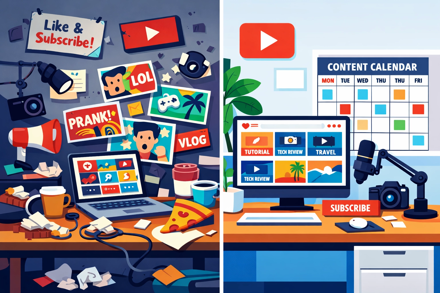 Évolution d'une chaîne YouTube : branding chaotique vs identité visuelle cohérente