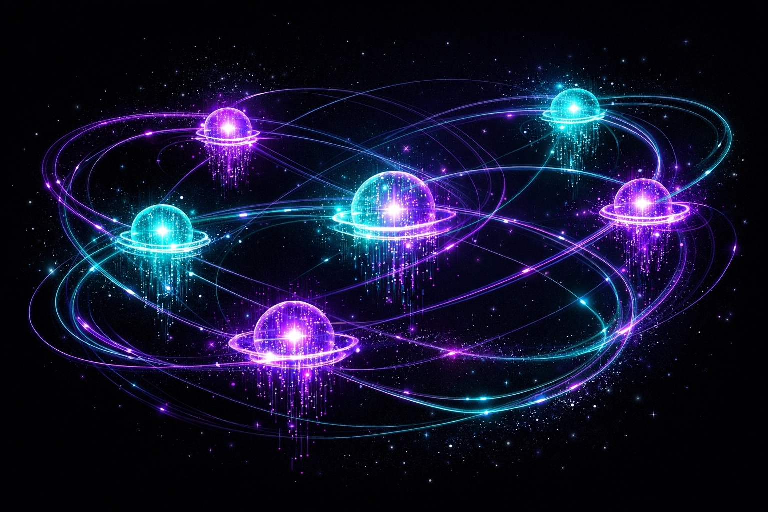 Interconnected knowledge network showing fractional leaders' cross-industry expertise and agility