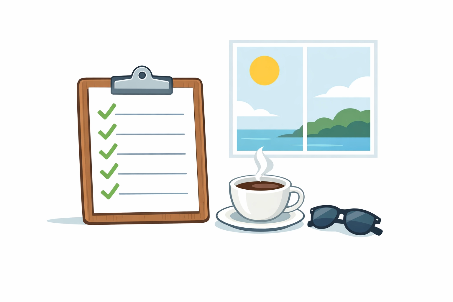 A completed home maintenance to-do list next to coffee, representing a stress-free West End home.