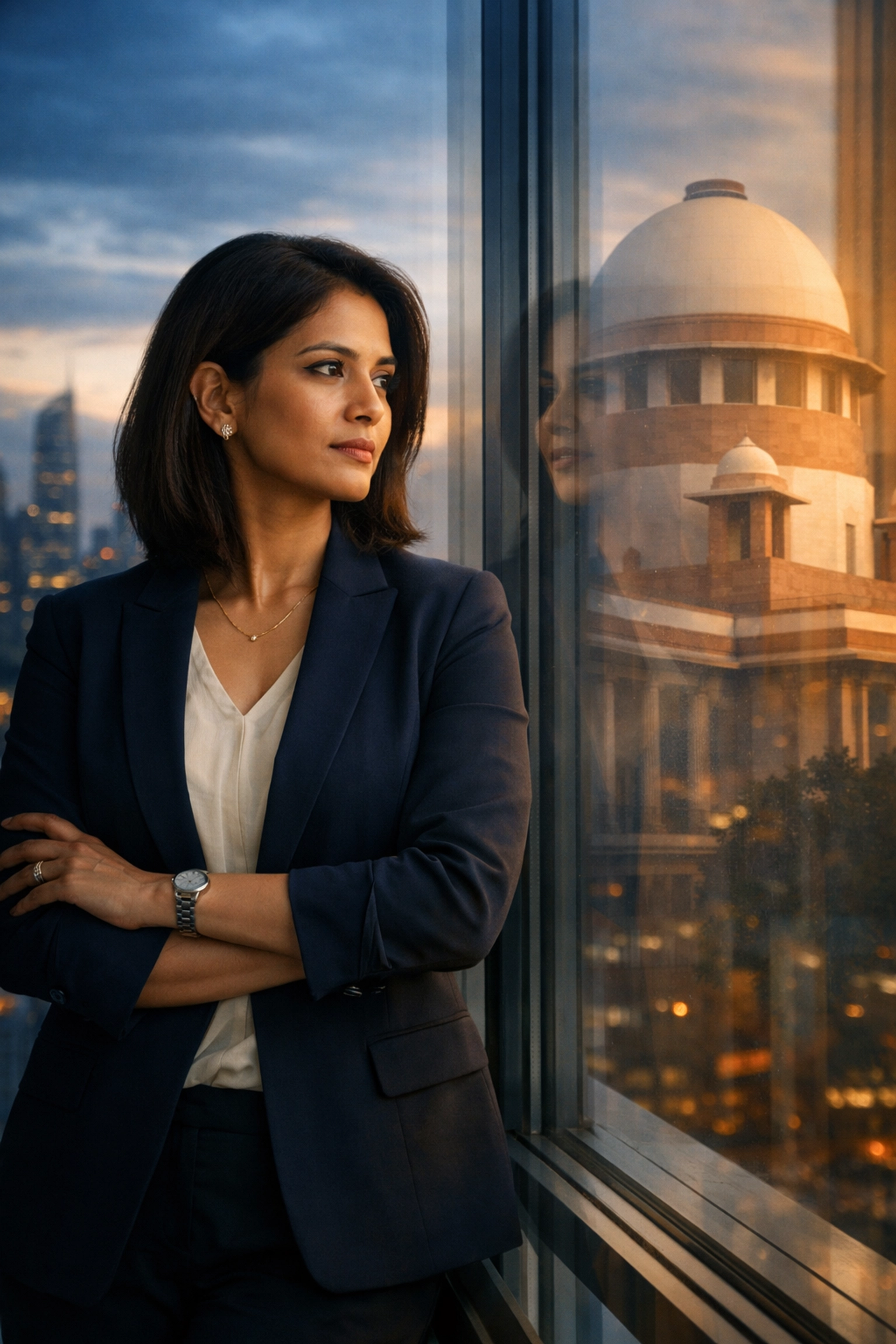 Professional NRI woman navigating international legal systems and Indian divorce laws from abroad.