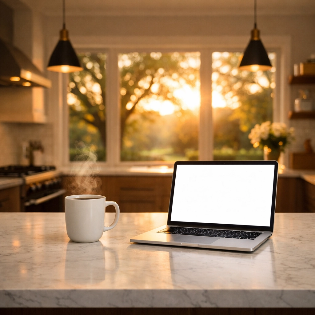 Upgraded Farmington Hills kitchen with marble island, a key factor in determining what your home is worth.