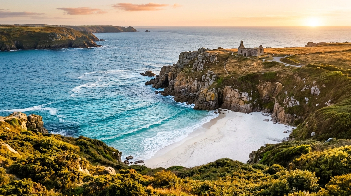 Porth Chapel beach in Cornwall