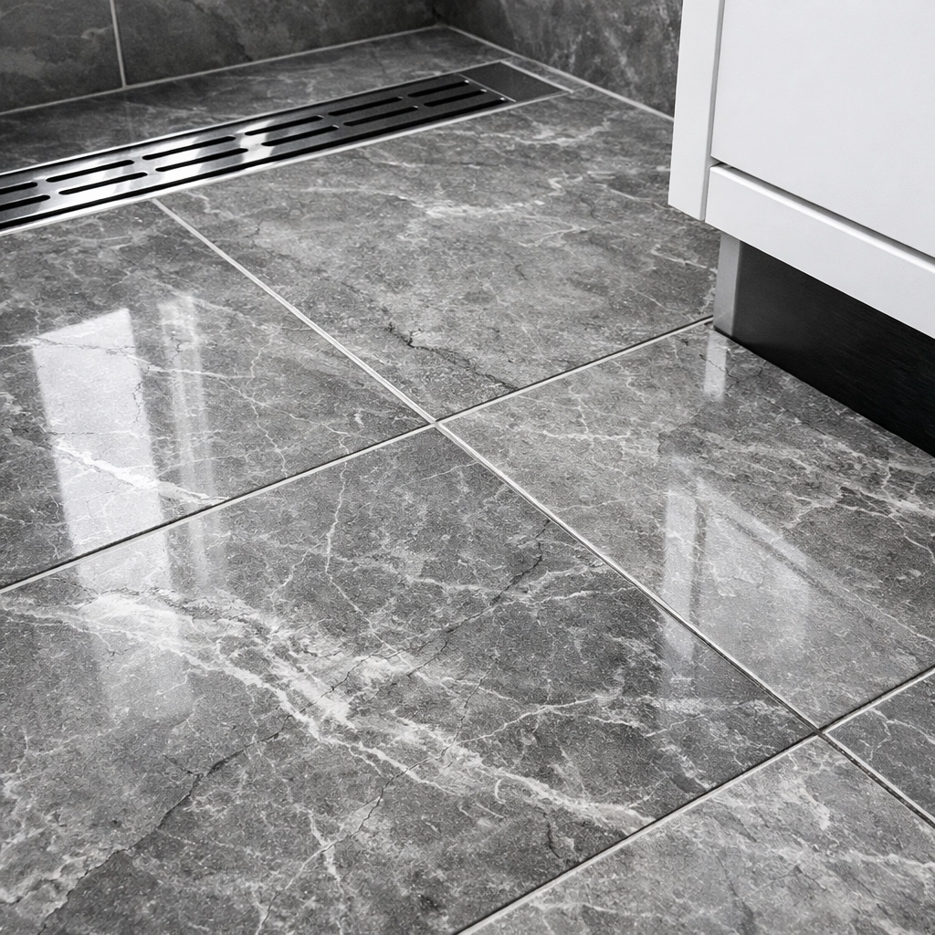 Premium porcelain tile flooring in Orlando bathroom remodel adds property value