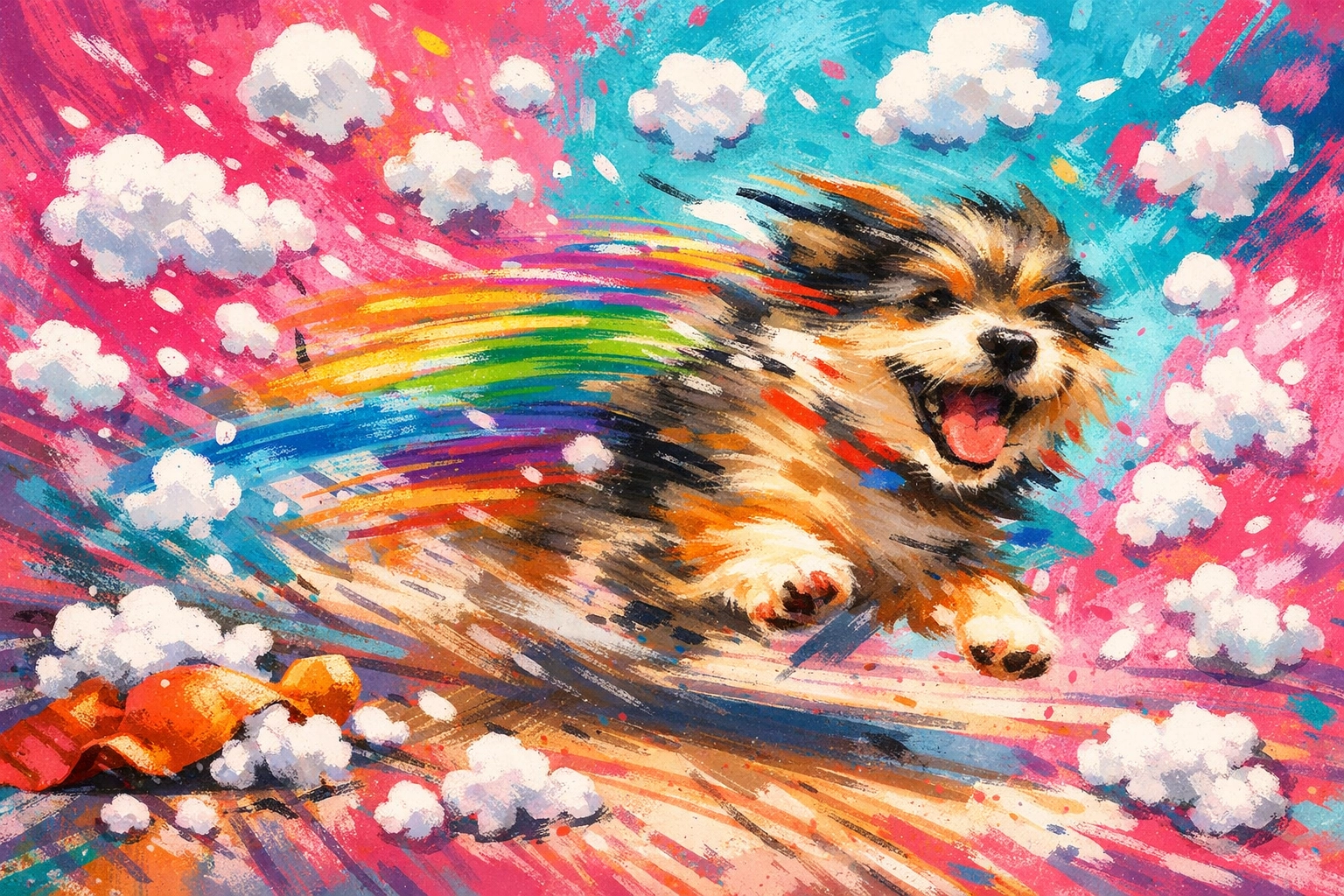 Excited dog with zoomies celebrating the end of a 72 hour dog adoption near me experience.