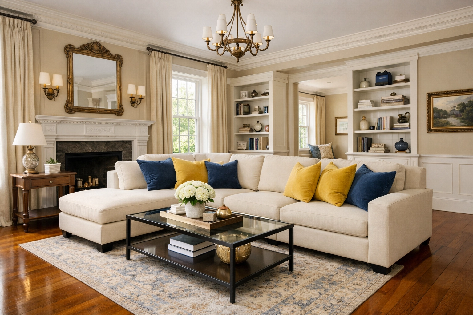 Deep cleaned and organized living room in Ashburnham showing quality house cleaning Ashburnham MA.