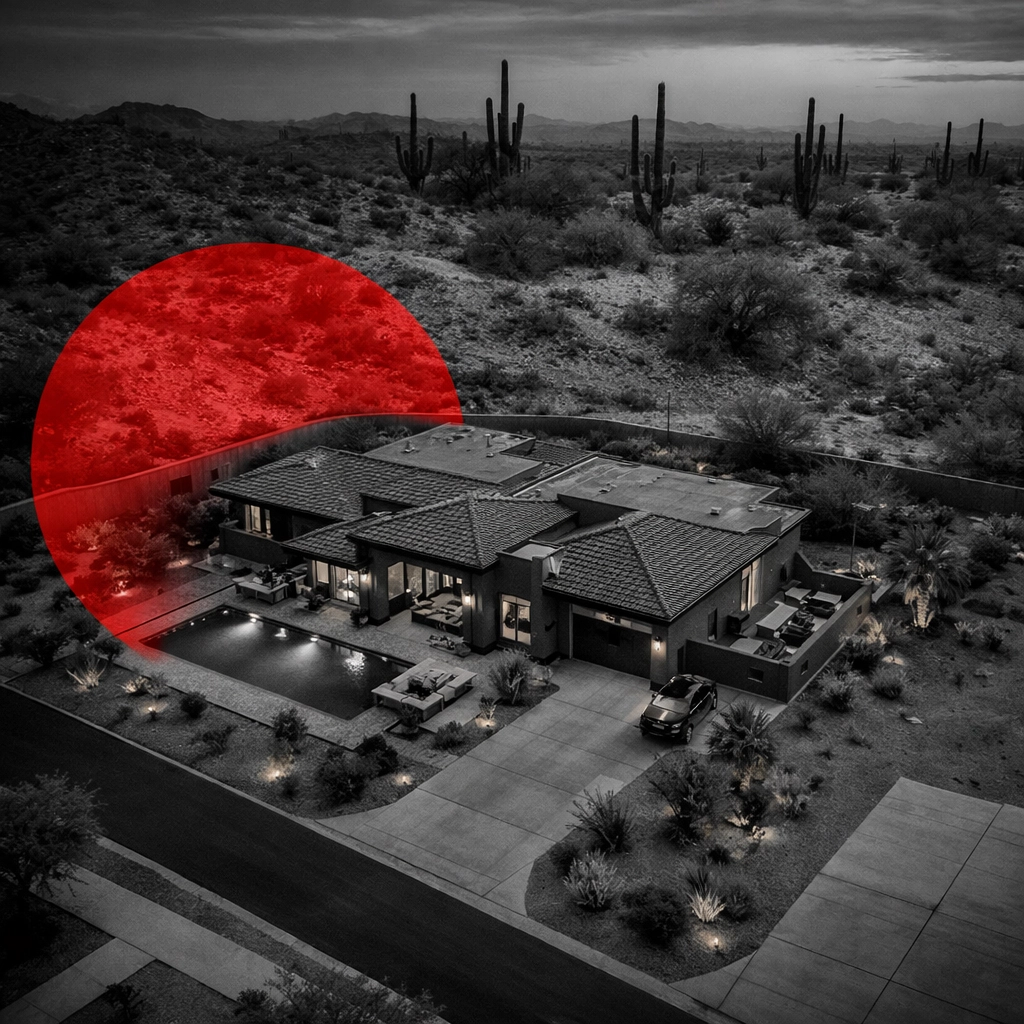 Casa Grande suburban home bordering Sonoran Desert highlighting pest control challenges