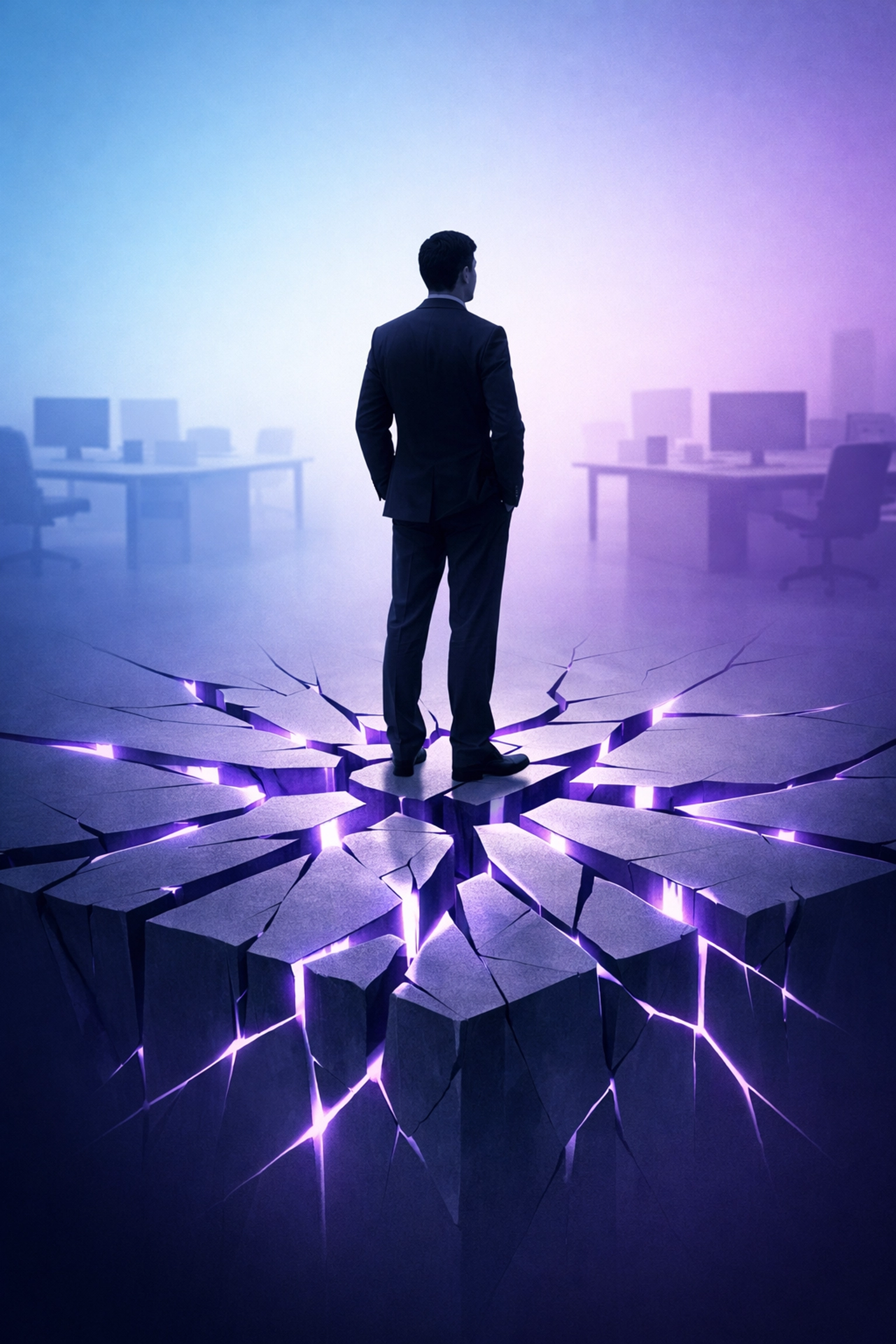 Illustration of quiet cracking metaphor showing employee burnout with invisible disabilities at workplace