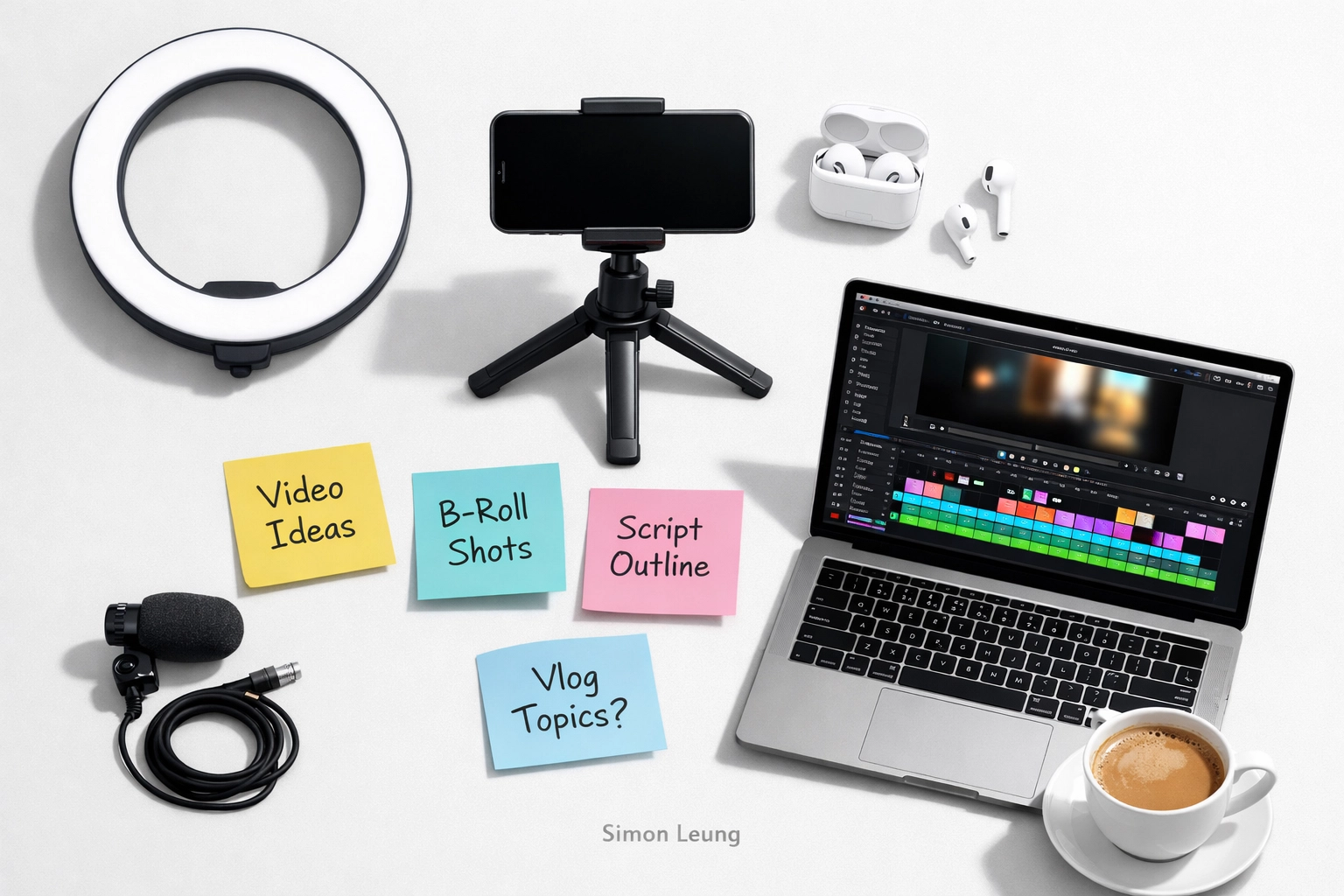 Simon Leung video production equipment setup for creating short-form content marketing videos
