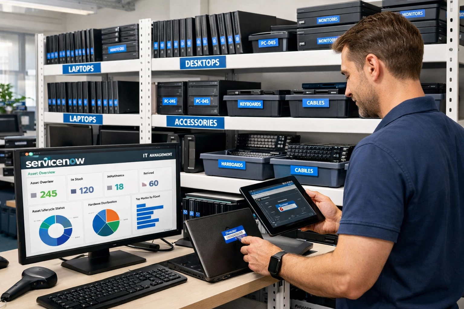 ServiceNow ITAM implementation showing organized IT asset tracking and hardware lifecycle management