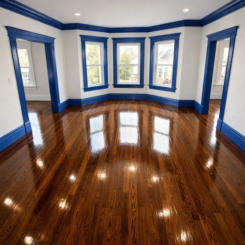 Sparkling clean empty living room in a Somerville triple-decker, ready for move-in cleaning services.
