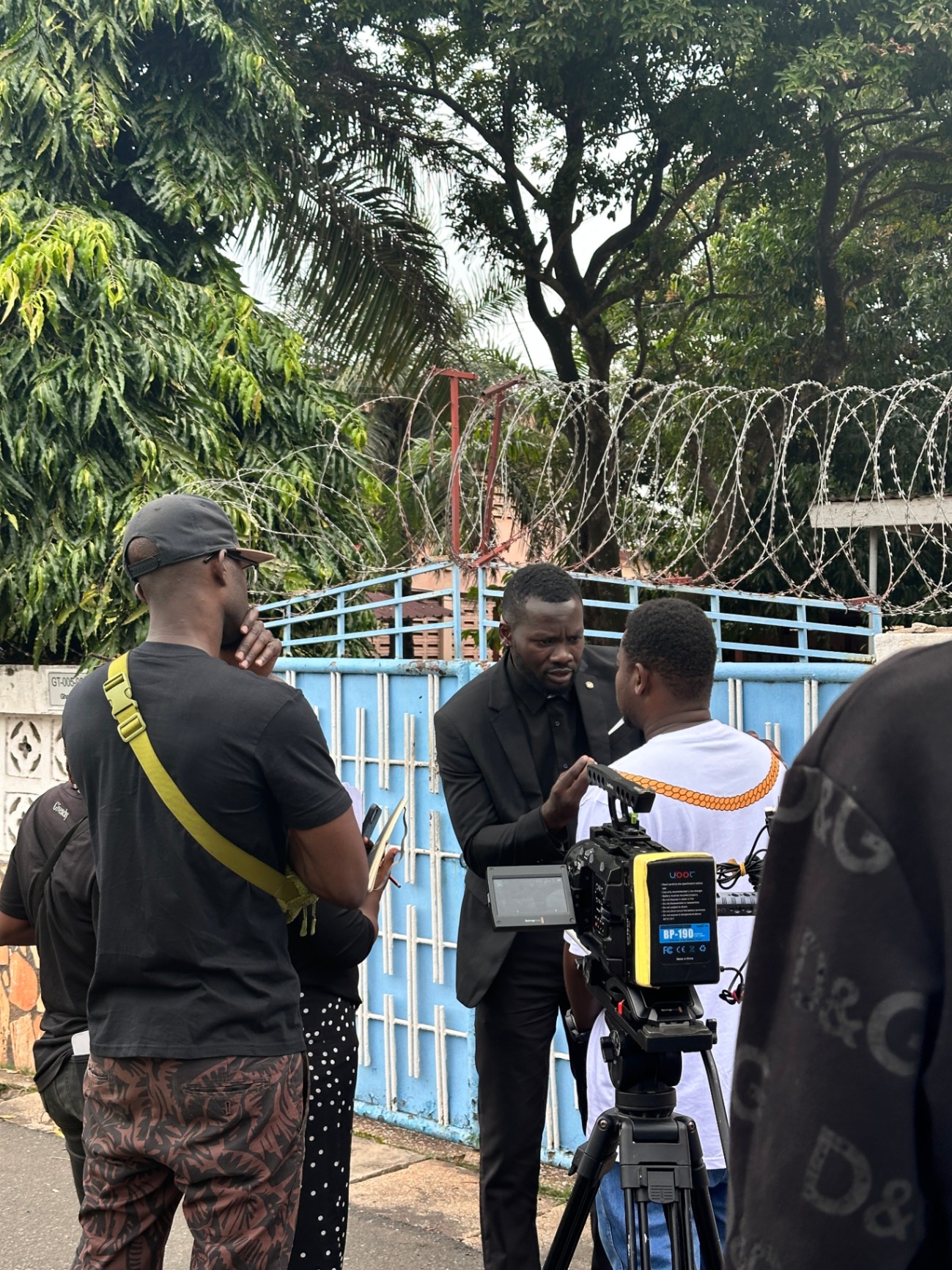 Directing actors on set