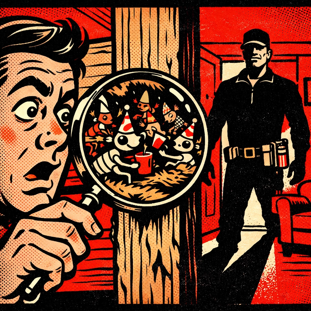 Termite inspection in Birmingham AL: homeowner spots termites as pest control tech arrives