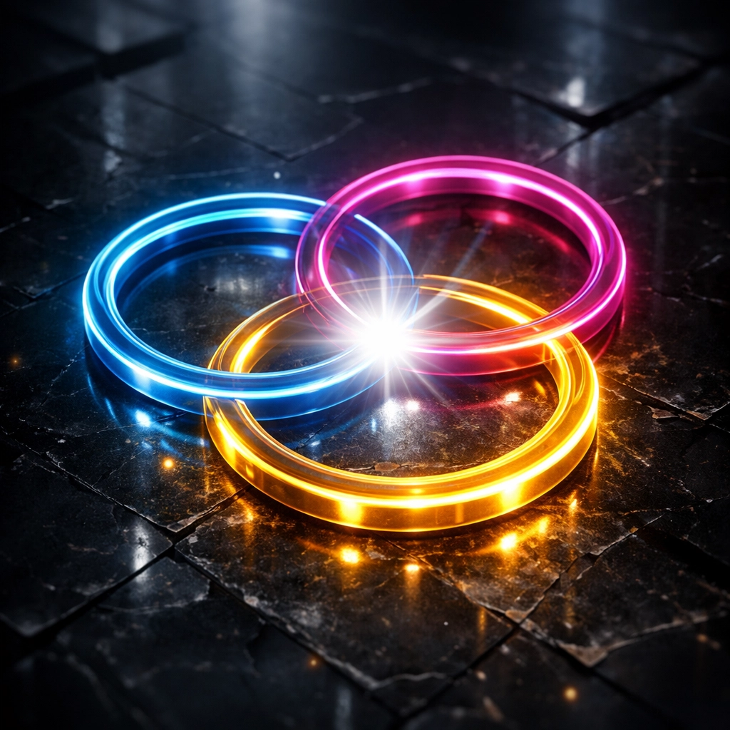 Intersecting rings representing the profitable sweet spot of passion, expertise, and market demand in blogging.