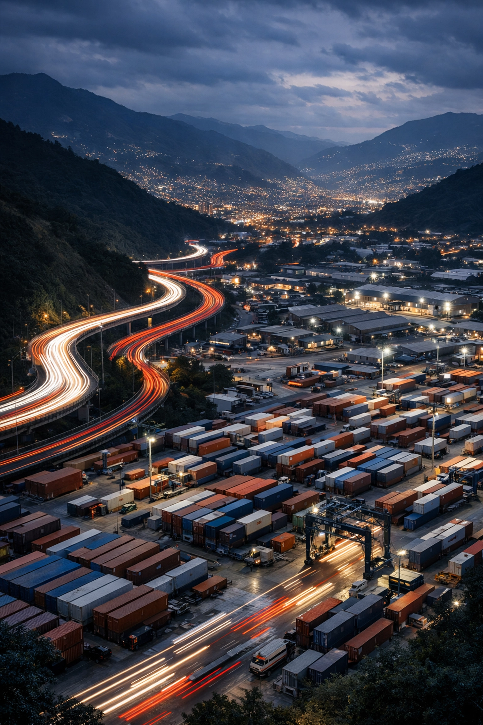 Industrial logistics and shipping infrastructure in the Aburrá Valley connecting regional markets.