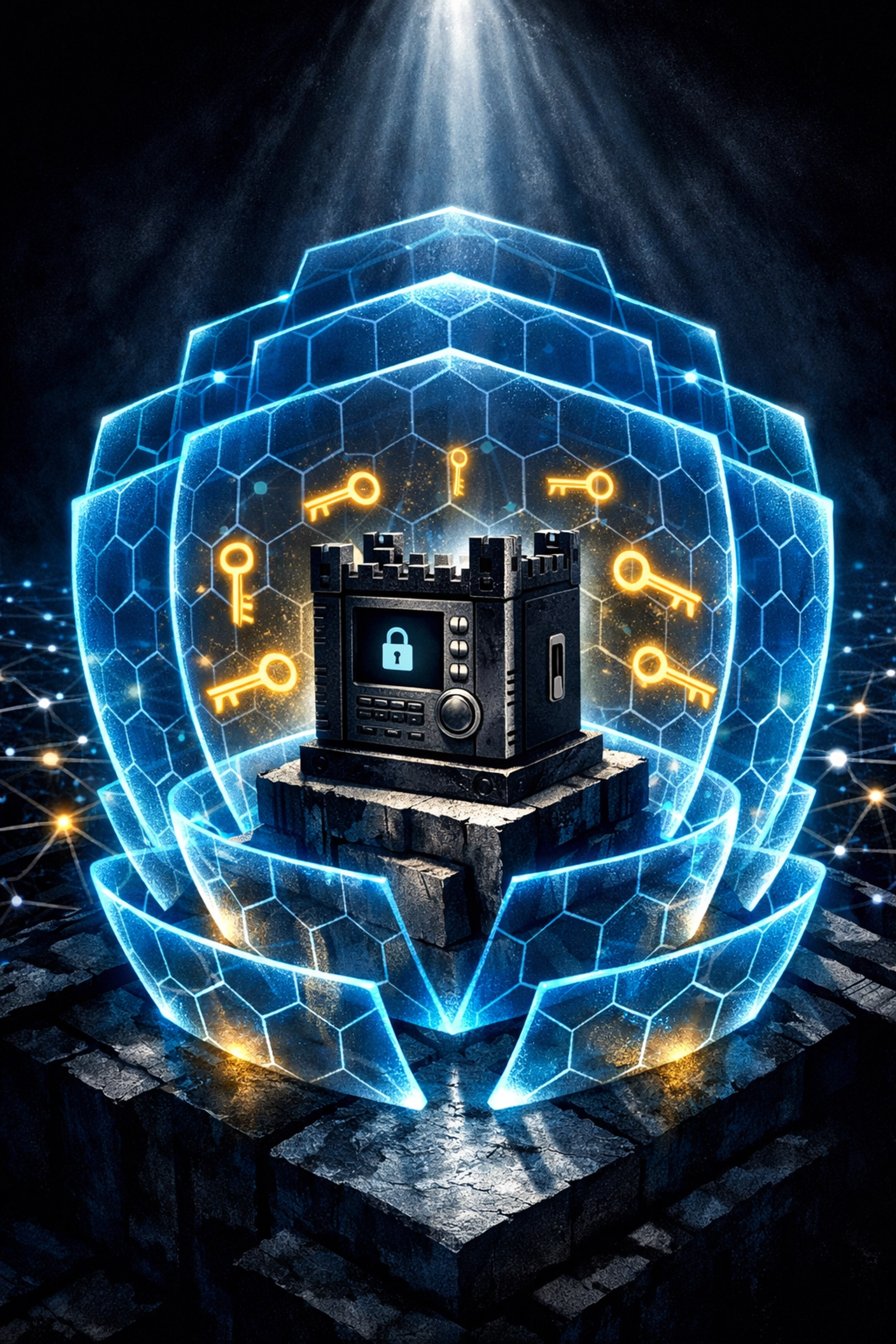 Hardware wallet protected by security layers and decentralized blockchain network self-custody