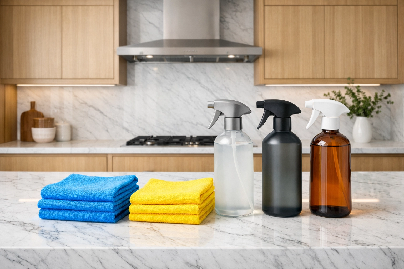 Eco-friendly cleaning supplies and professional tools for deep apartment cleaning in Boston and Burlington.