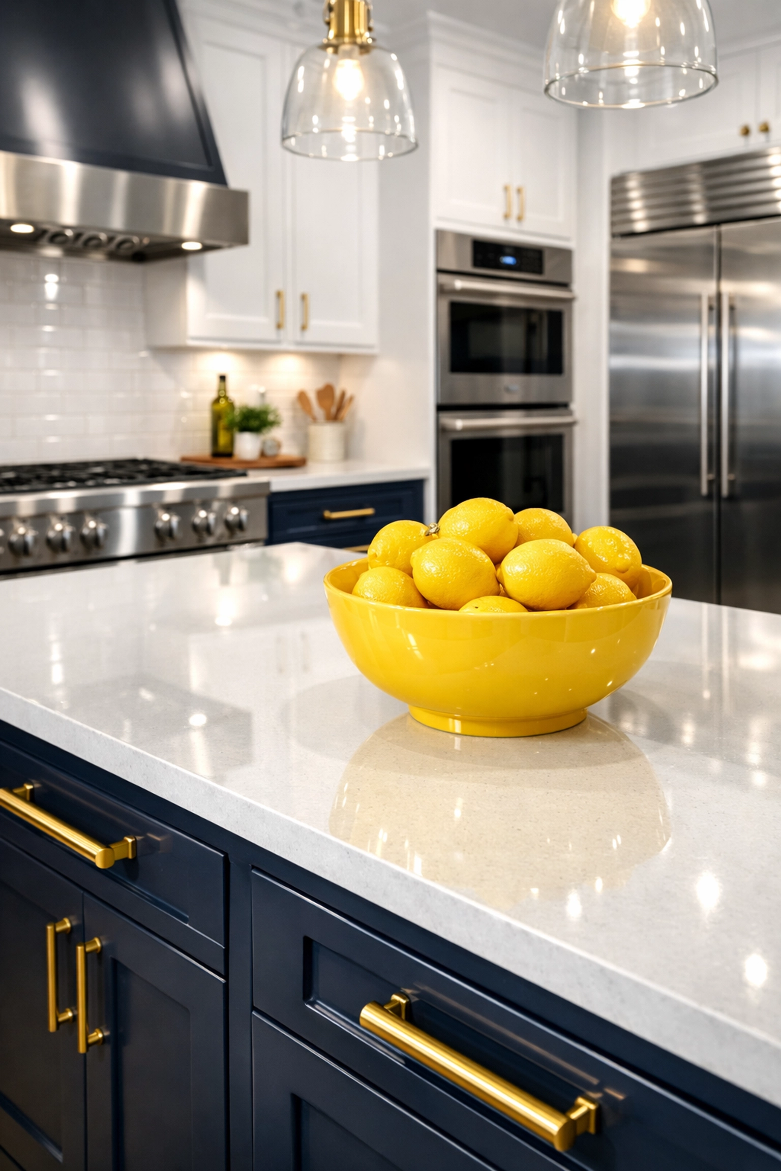 Professional post construction cleaning in a luxury Southborough kitchen with sanitized quartz countertops.