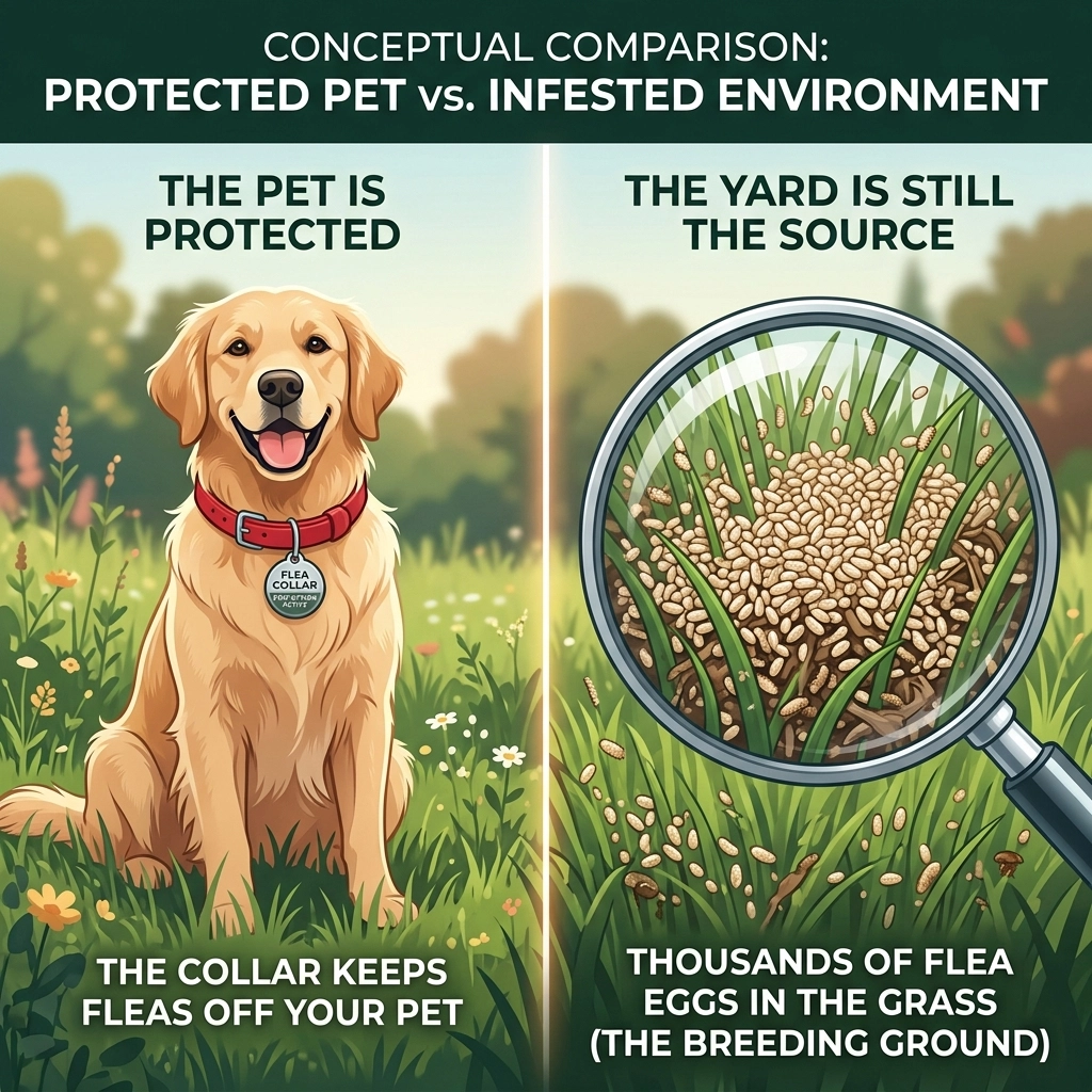 Pet collar protection vs yard infestation