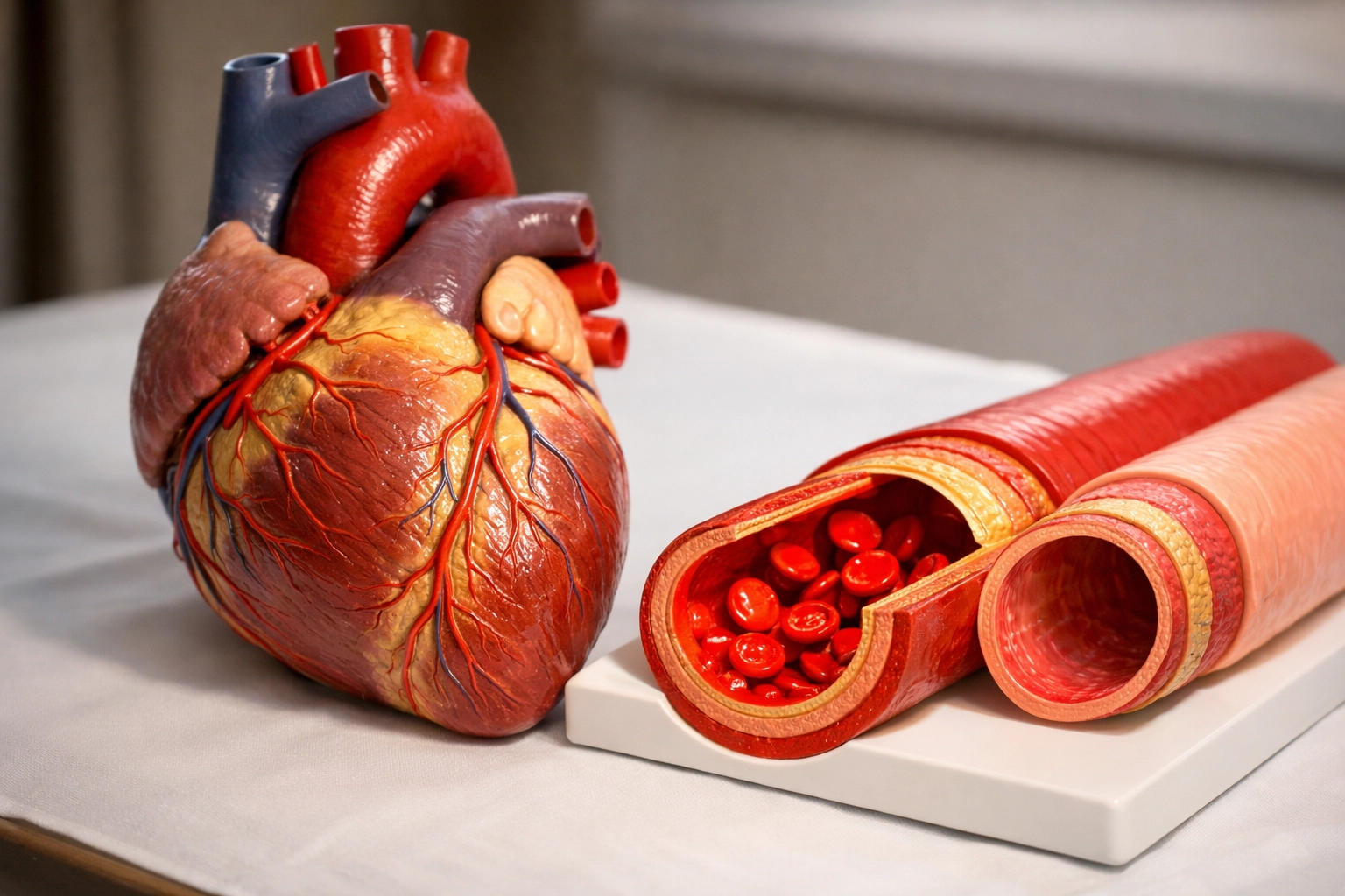 Heart and blood vessel anatomy showing vascular health connection to erectile dysfunction