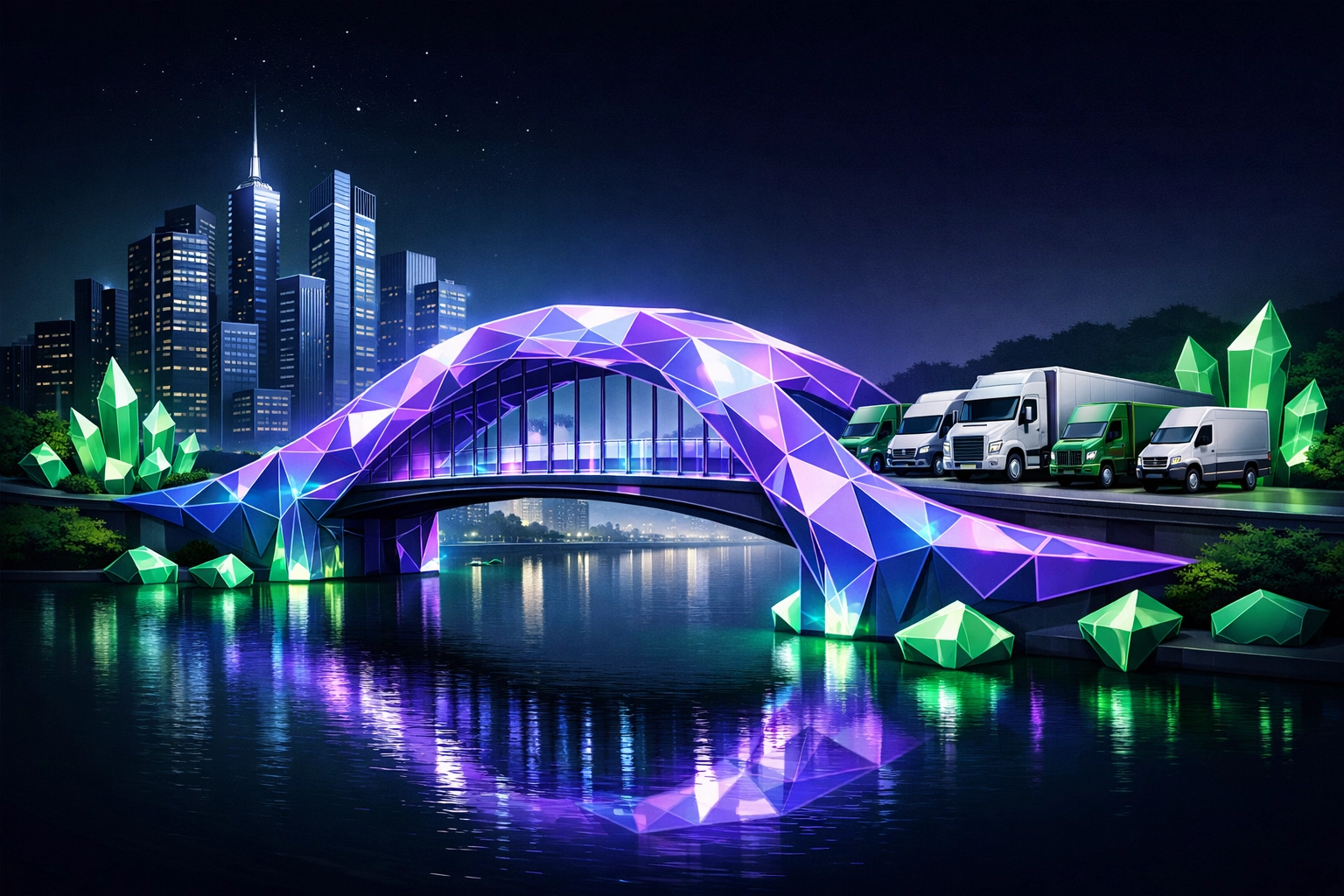 Illustration of a logistics recruitment agency bridging the gap between drivers and clients.