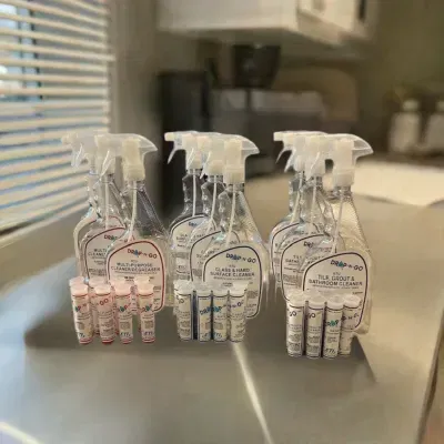 Starter sets on a counter showing the Drop-N-Go system from a different angle